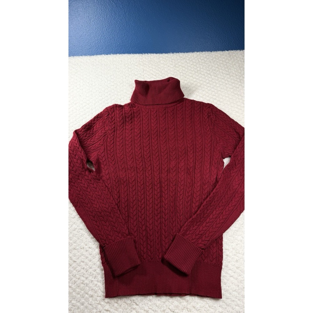 Eddie Bauer Red Cable Knit Knit Pullover TurtleneckSweater VTG 90s Size M